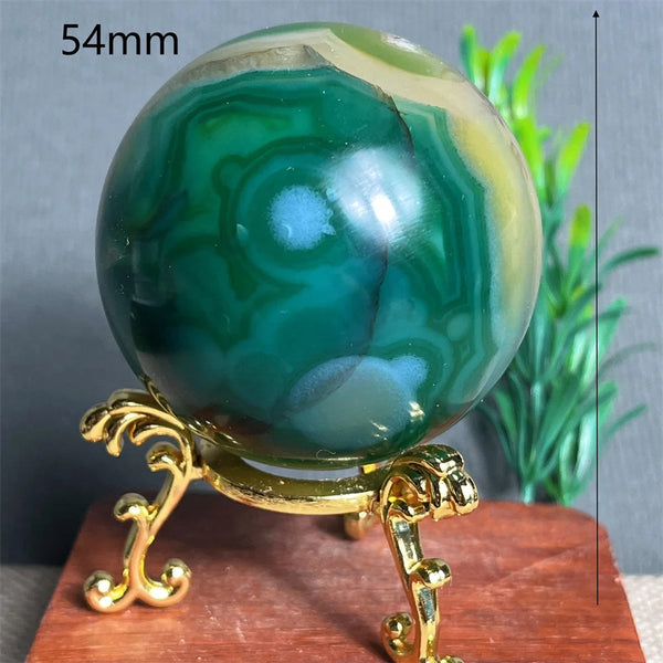 Green Purple Flower Agate Ball-ToShay.org
