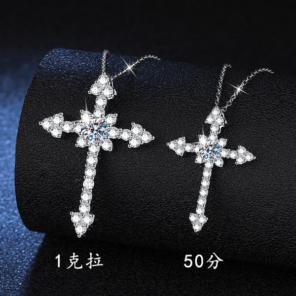 Silver Diamond Cross Pendant-ToShay.org