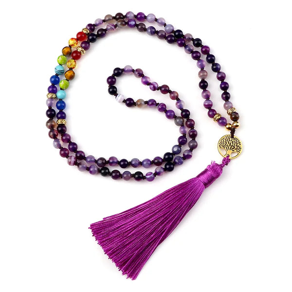 Chakra Purple Agate Japamala-ToShay.org