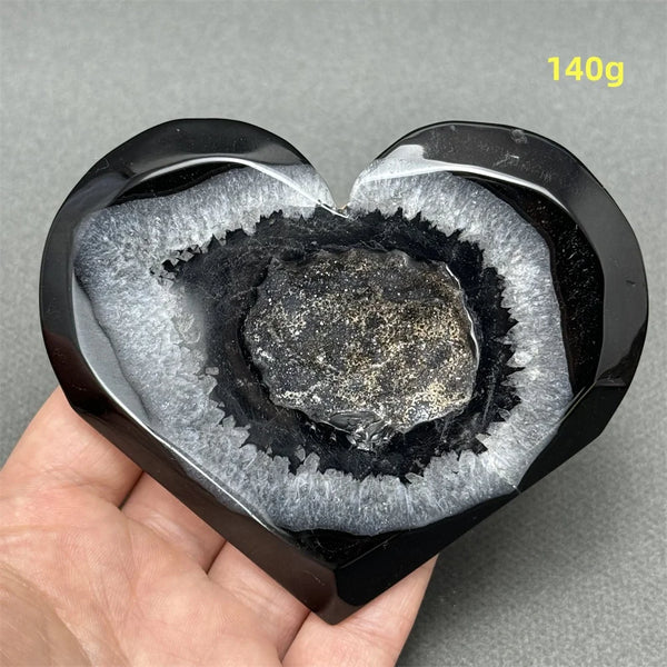 Black Agate Geode Heart-ToShay.org