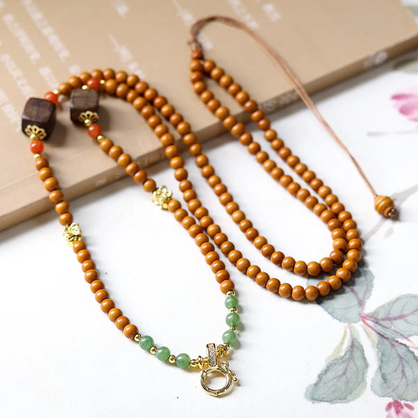 Brown Olive Pit Bead Necklace-ToShay.org