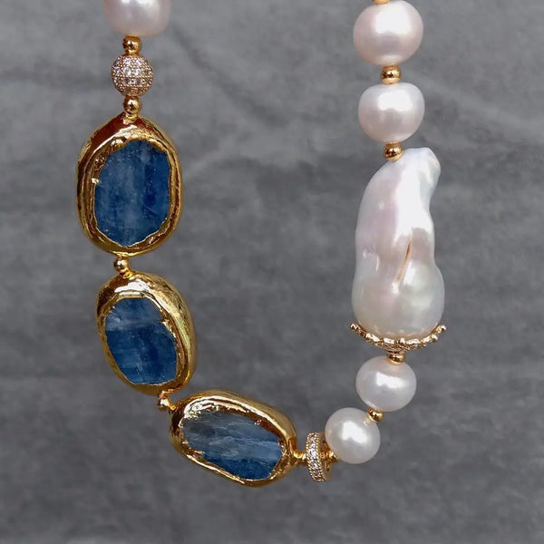 Blue Kyanite Pearl Bracelet-ToShay.org