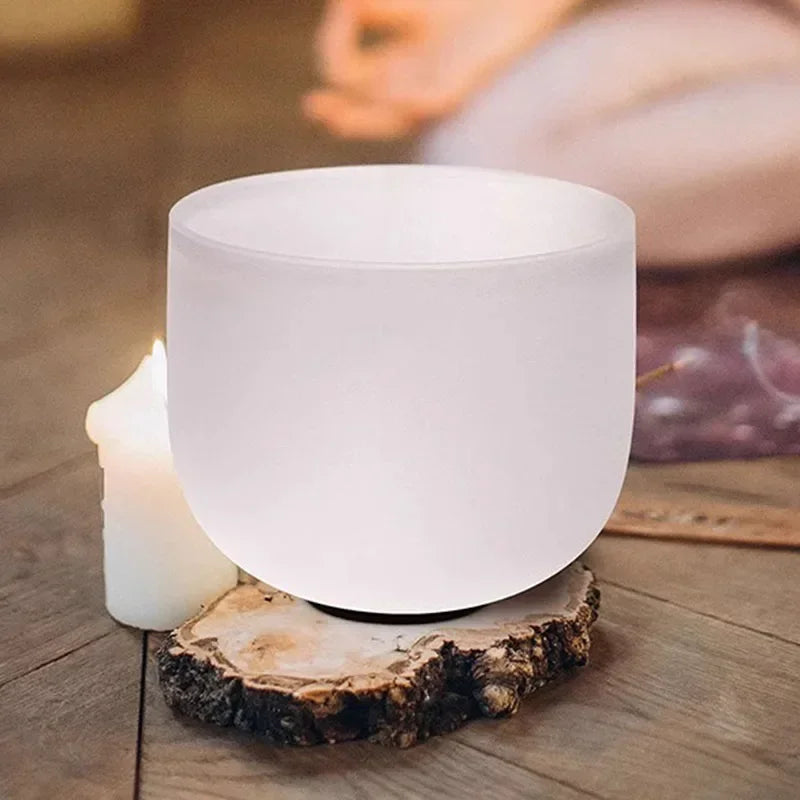White Frosted Crystal Singing Bowl-ToShay.org