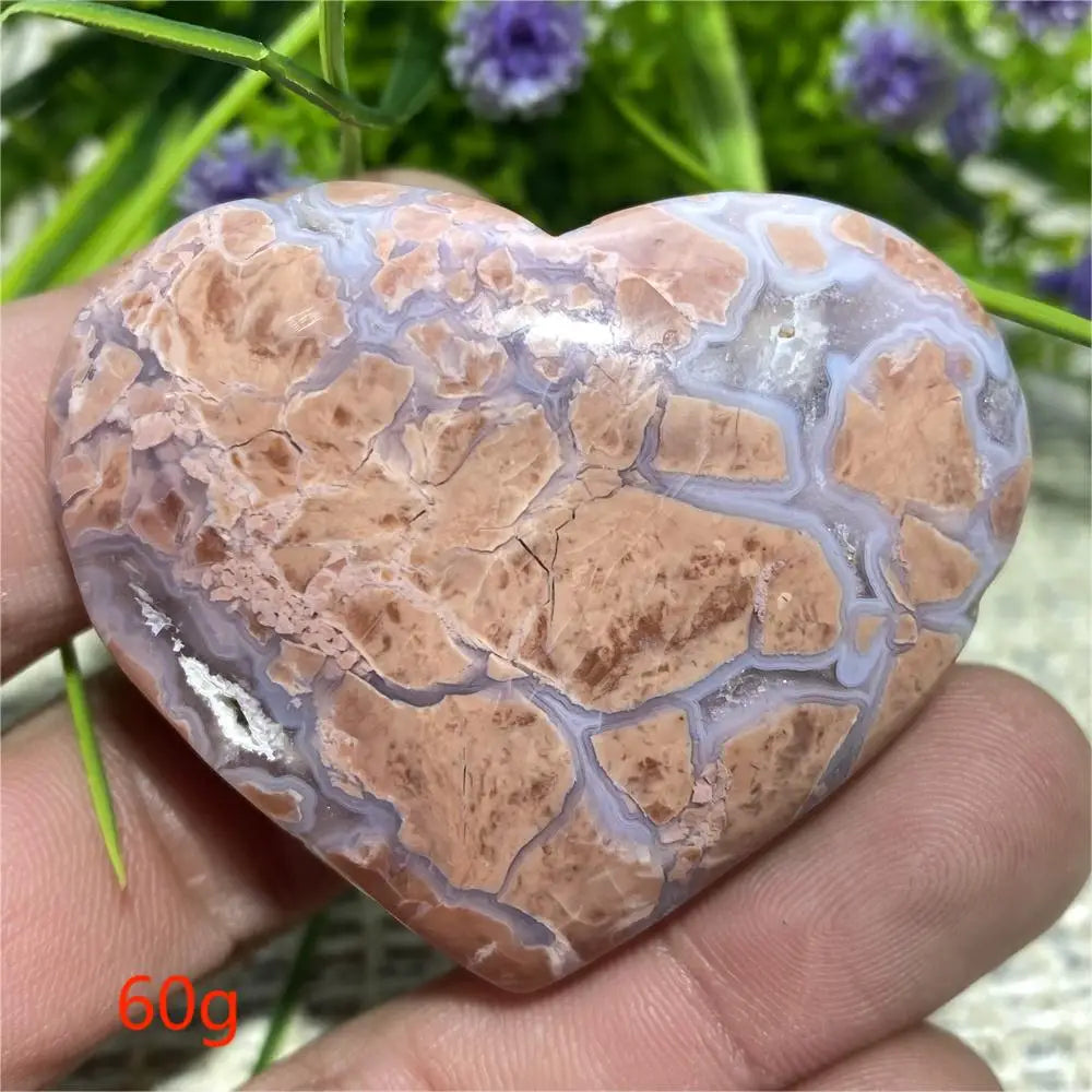 Pink Flower Agate Heart-ToShay.org