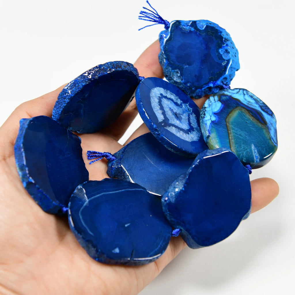 Blue Agate Slice Beads-ToShay.org