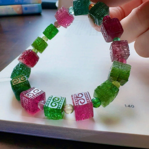 Pink Green Tourmaline Bracelet-ToShay.org