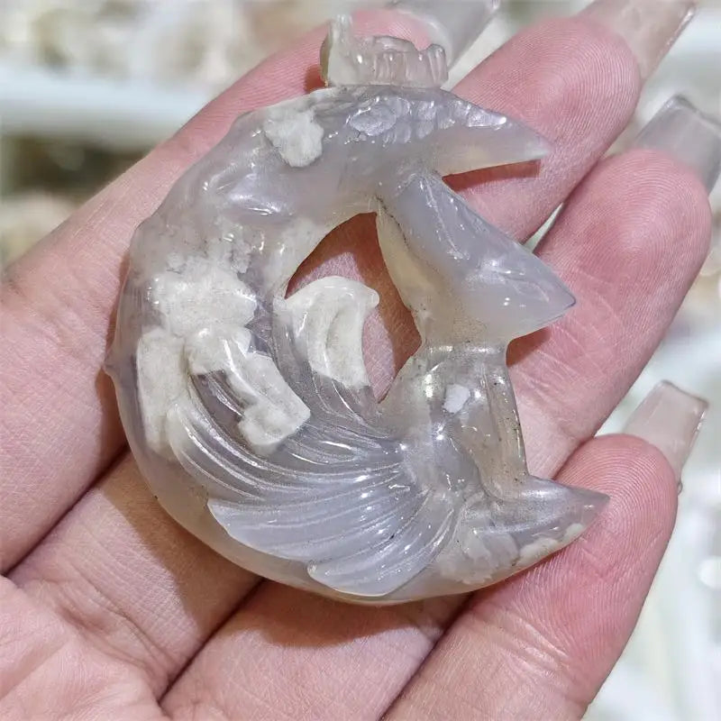 Pink Flower Agate Moon Fox-ToShay.org