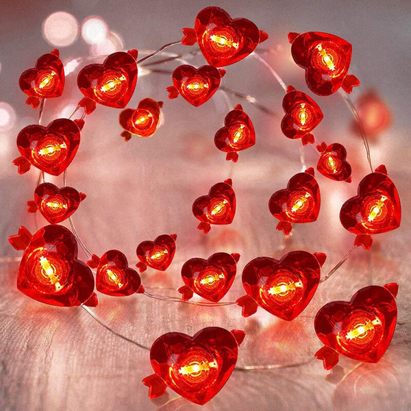 Red Love Heart String Lights-ToShay.org