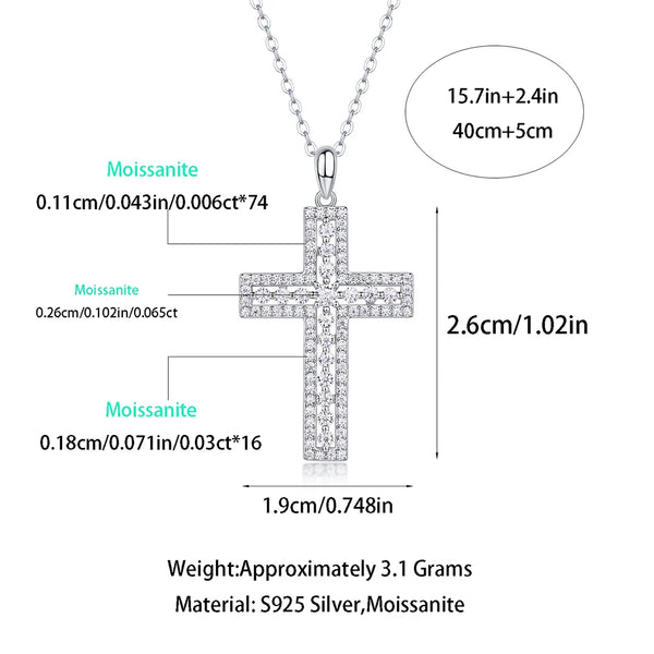 Silver Crystal Cross Necklace-ToShay.org