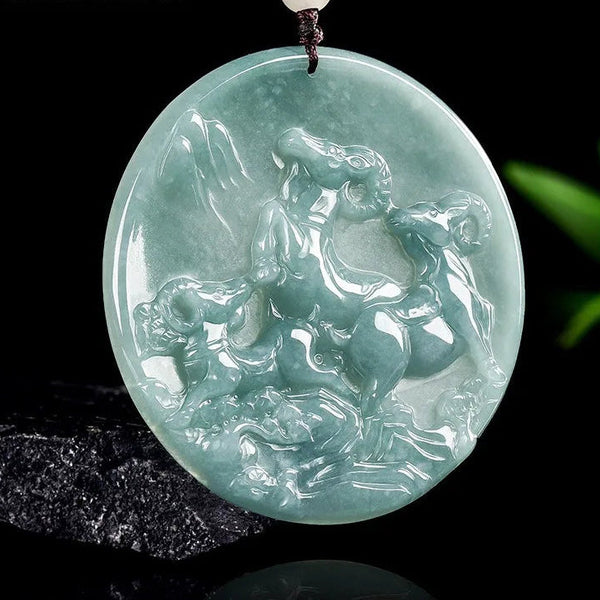Green Jade Ram Pendant-ToShay.org
