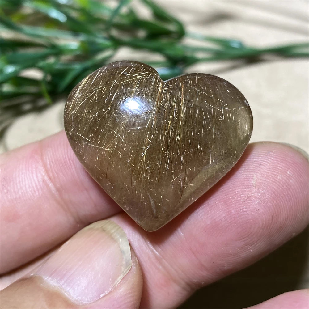 Gold Hair Rutile Quartz Heart-ToShay.org