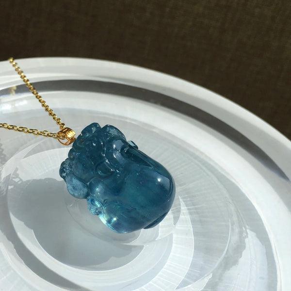 Blue Aquamarine Pi Xiu Pendant-ToShay.org