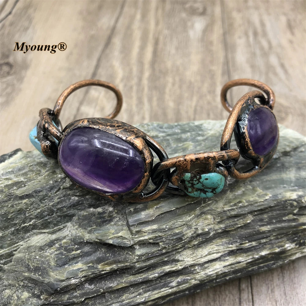 Purple Amethyst Cuff Bracelets-ToShay.org
