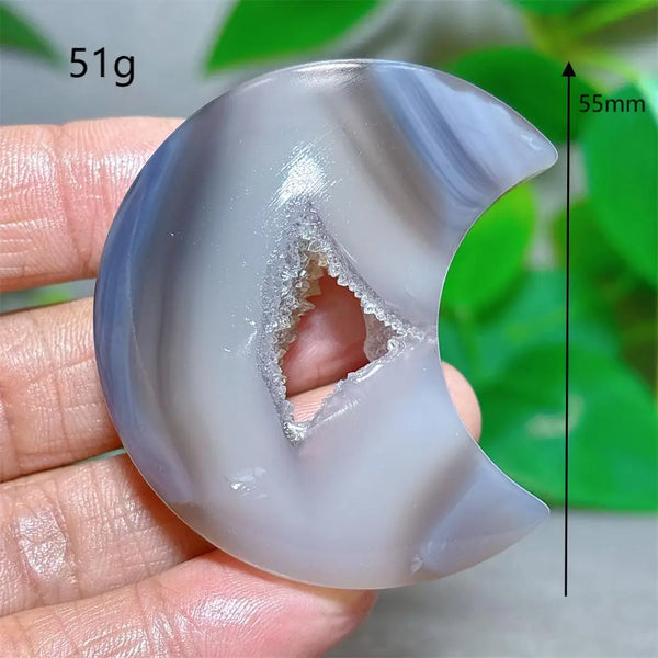Grey Agate Silk Druzy Moon-ToShay.org