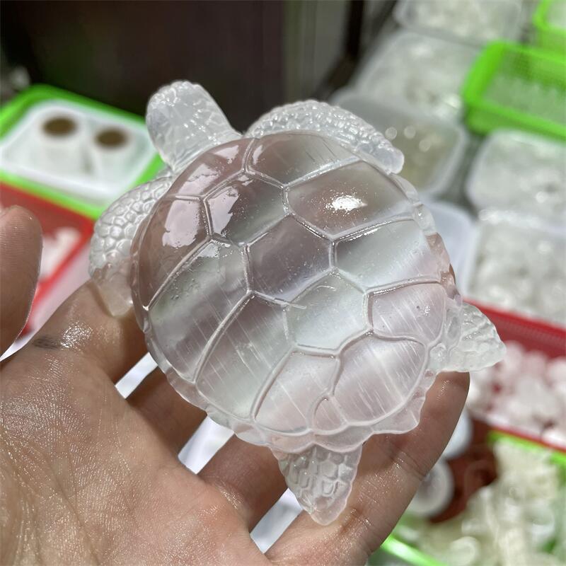 Natural White Selenite Crystal Tortoise - Feng Shui Healing Stone for Peace & Cleansing-ToShay.org