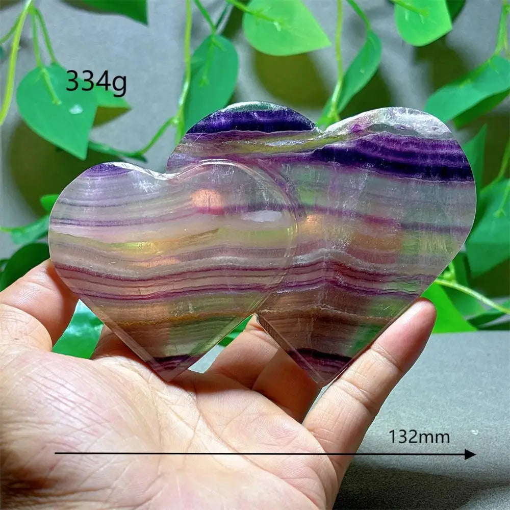 Rainbow Fluorite Double Heart-ToShay.org
