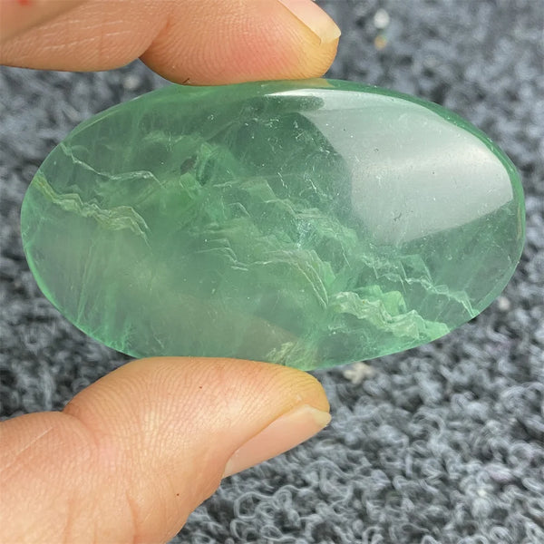 Green Fluorite Palm Stone-ToShay.org