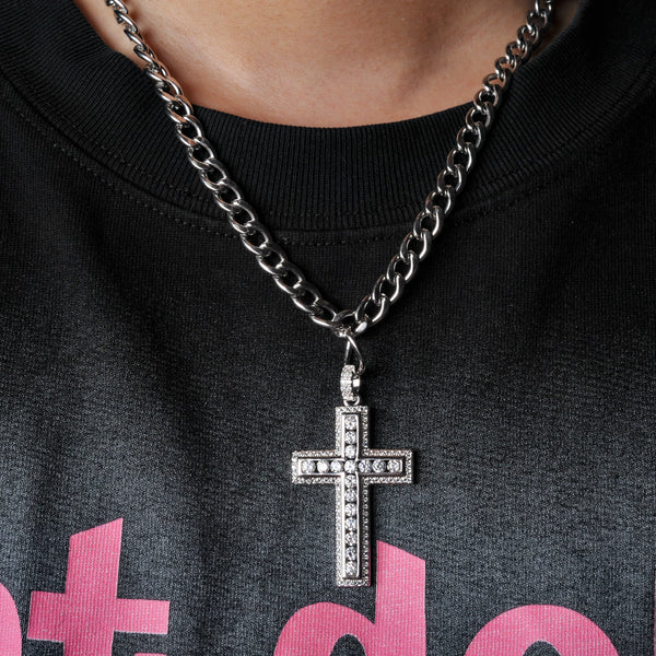 Silver Zirconia Cross Pendant-ToShay.org