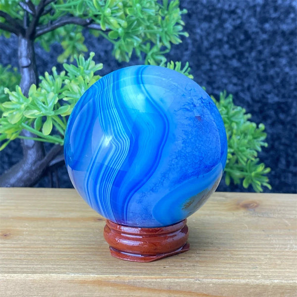Blue Silk Agate Ball-ToShay.org