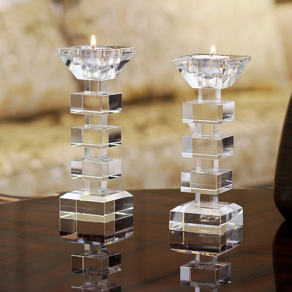 Crystal Glass Candle Holders-ToShay.org