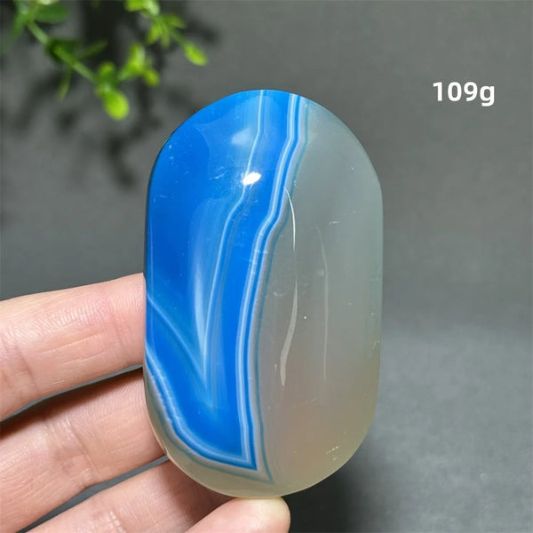 Blue Agate Palm Stone-ToShay.org