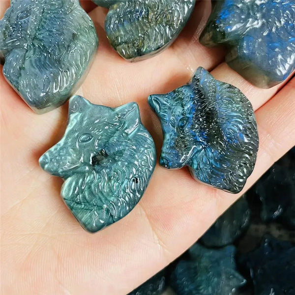 Blue Labradorite Wolf Head-ToShay.org