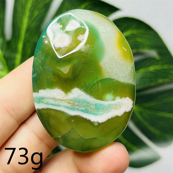 Green Flower Agate Palm Stone-ToShay.org