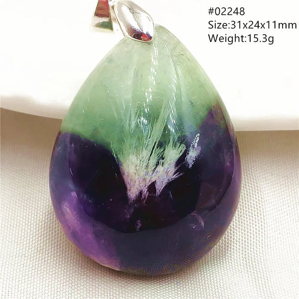 Green Feather Fluorite Pendant-ToShay.org