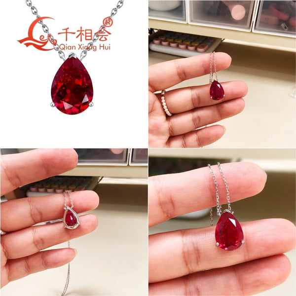 Red Ruby Pendant Necklace-ToShay.org