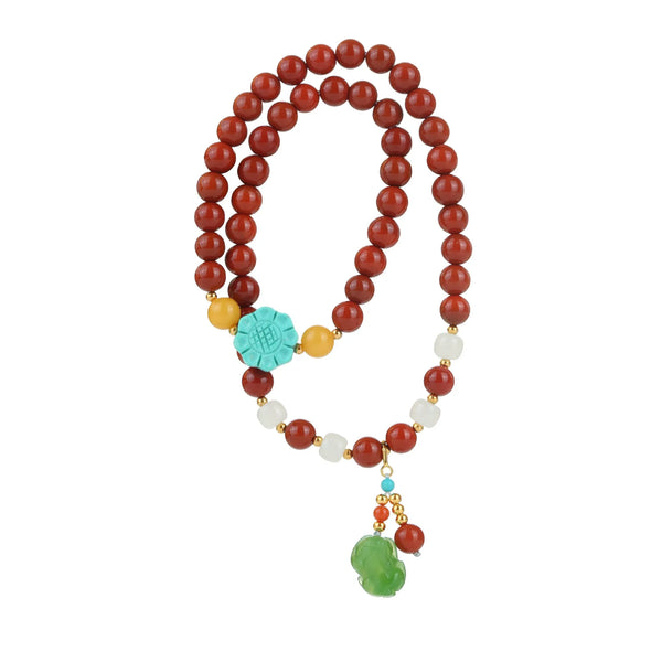 Red Agate Bead Bracelet-ToShay.org