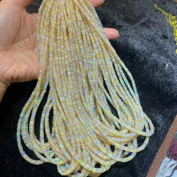 White Opal Rondelle Beads-ToShay.org