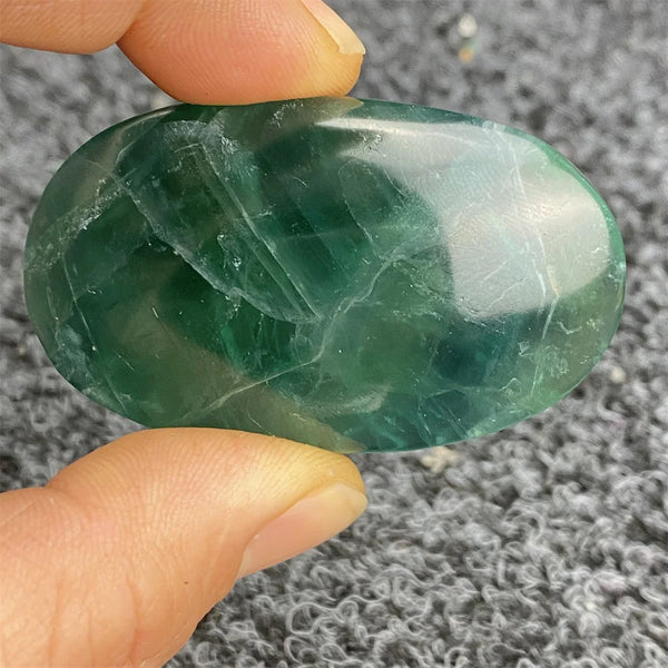 Green Fluorite Palm Stone-ToShay.org