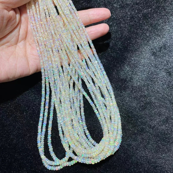 White Opal Rondelle Beads-ToShay.org