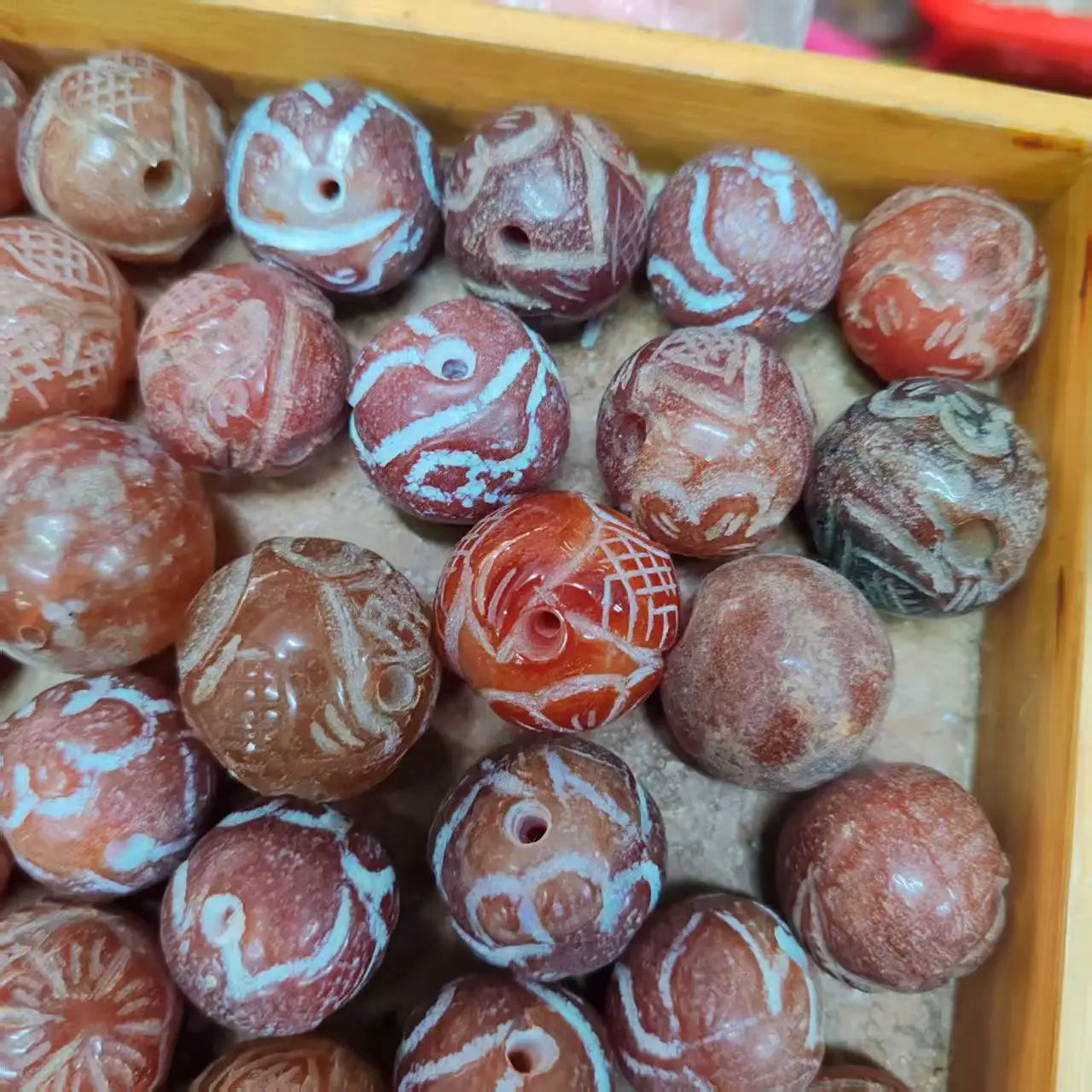 Red Jade Carved Bead-ToShay.org