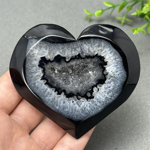 Black Agate Geode Heart-ToShay.org