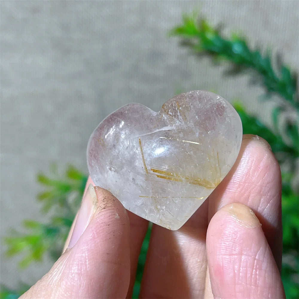 Gold Hair Rutile Quartz Heart-ToShay.org
