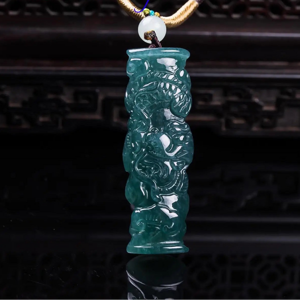 Green Jadeite Dragon Pendant-ToShay.org