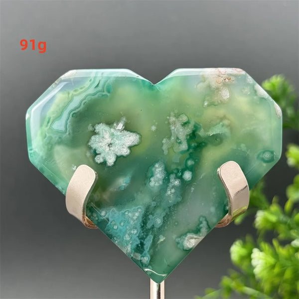 Green Cherry Blossom Agate Heart-ToShay.org