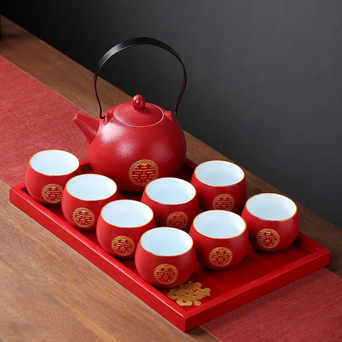 Red Ceramic Tea Set-ToShay.org