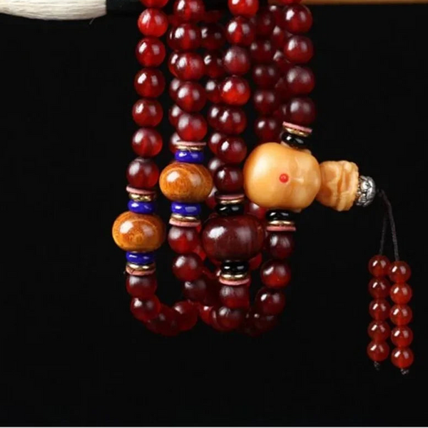 Red Sheep Horn Bead Mala-ToShay.org