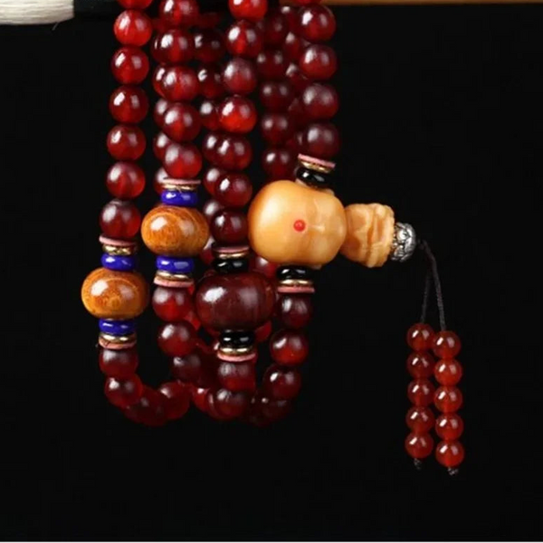 Red Sheep Horn Bead Mala-ToShay.org