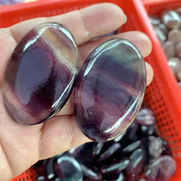 Rainbow Fluorite Palm Stone-ToShay.org