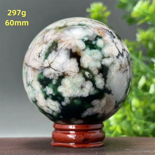 Green Cherry Blossom Agate Ball-ToShay.org