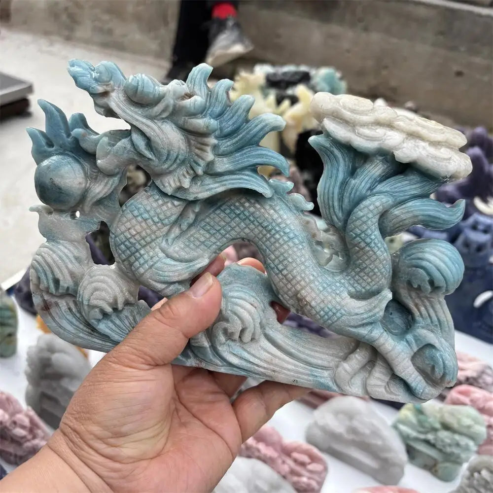 Blue Amazonite Jade Dragon-ToShay.org