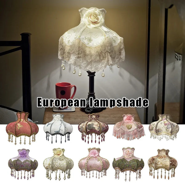 Beaded Lace Flower Lamp Shade-ToShay.org
