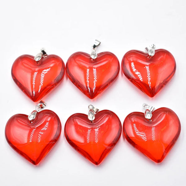 Mixed Glass Heart Pendants-ToShay.org