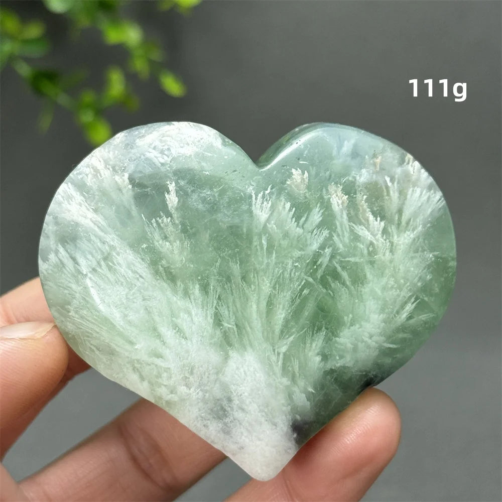 Green Feather Fluorite Heart-ToShay.org