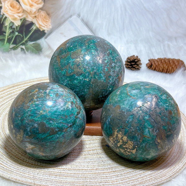 Blue Dioptase Pyrite Balls-ToShay.org