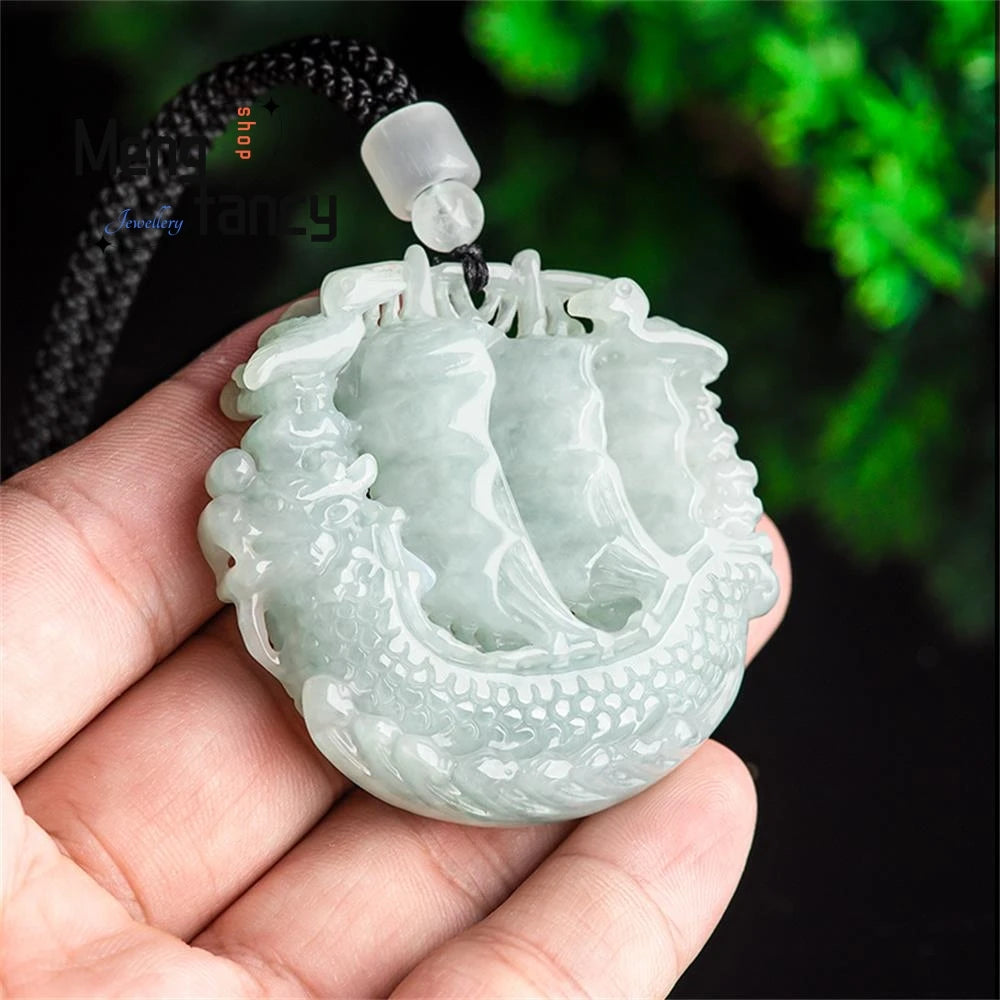 Blue Jadeite Sailboat Pendant-ToShay.org