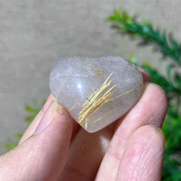 Gold Hair Rutile Quartz Heart-ToShay.org